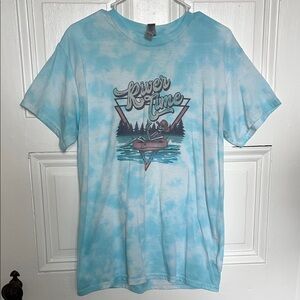Gildan Light Blue Tie-Dye "River Time" Graphic Tee